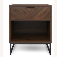 Wood Herringbone Dark Brown Nightstand