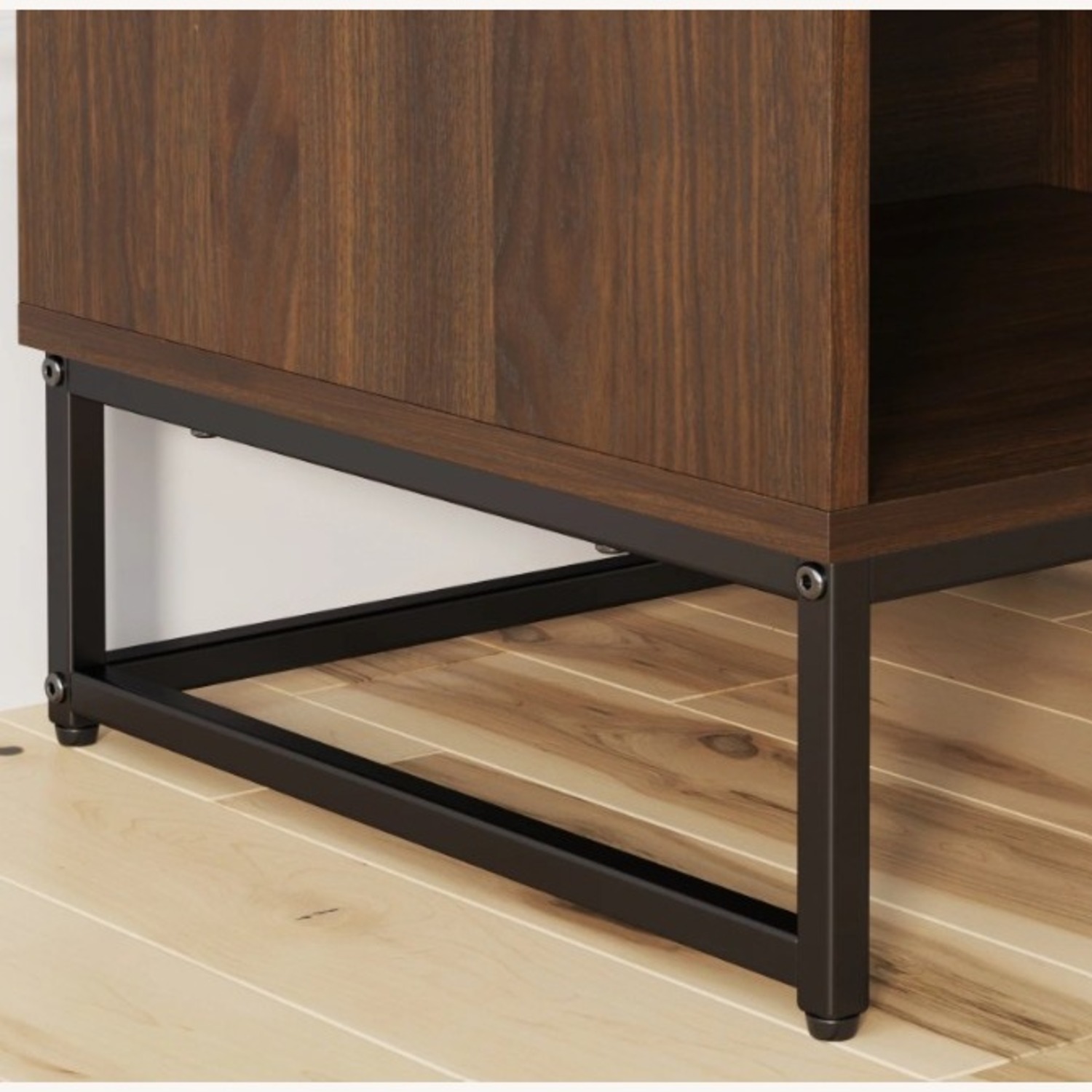 Wood Herringbone Dark Brown Nightstand - image-3