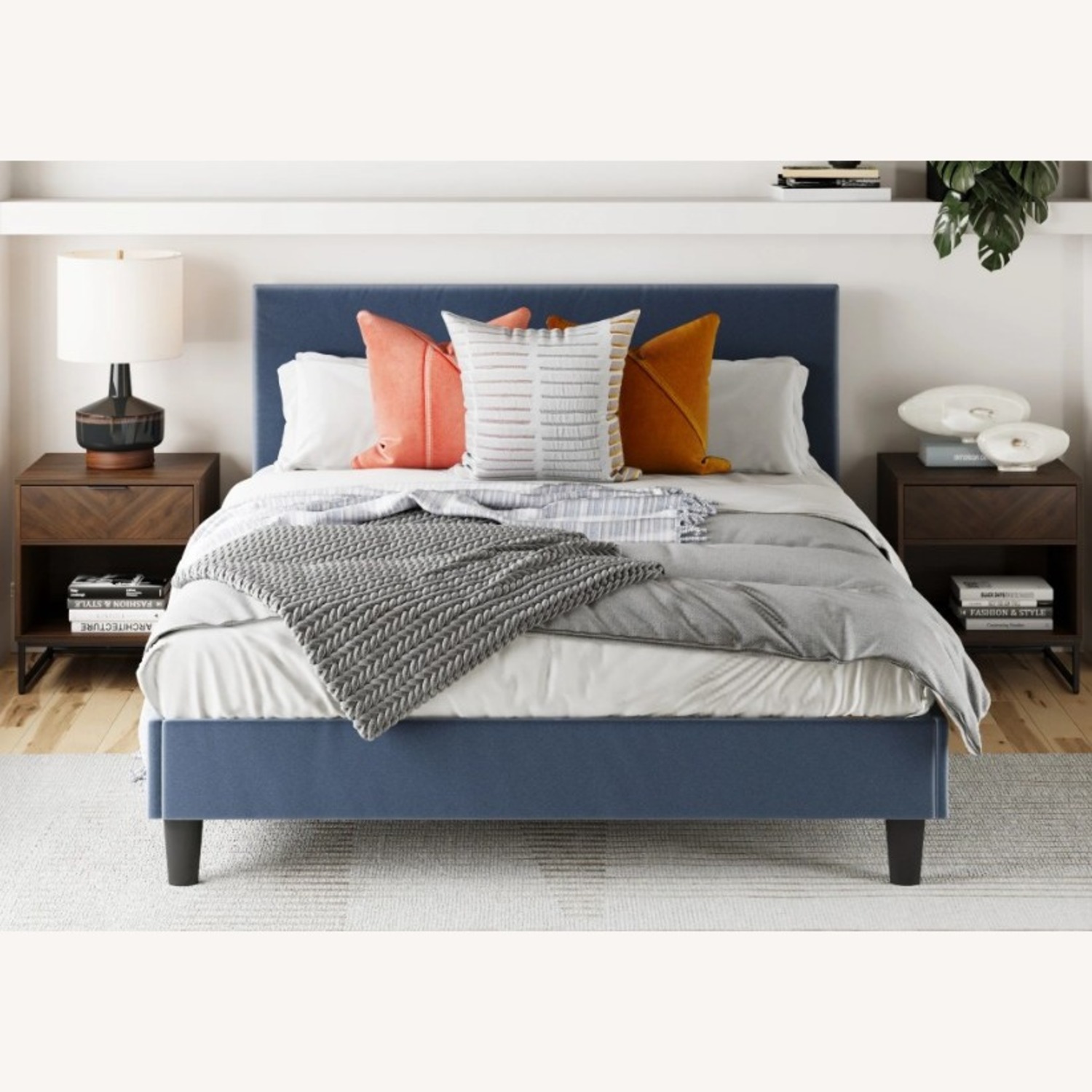 Wood Herringbone Dark Brown Nightstand - image-1