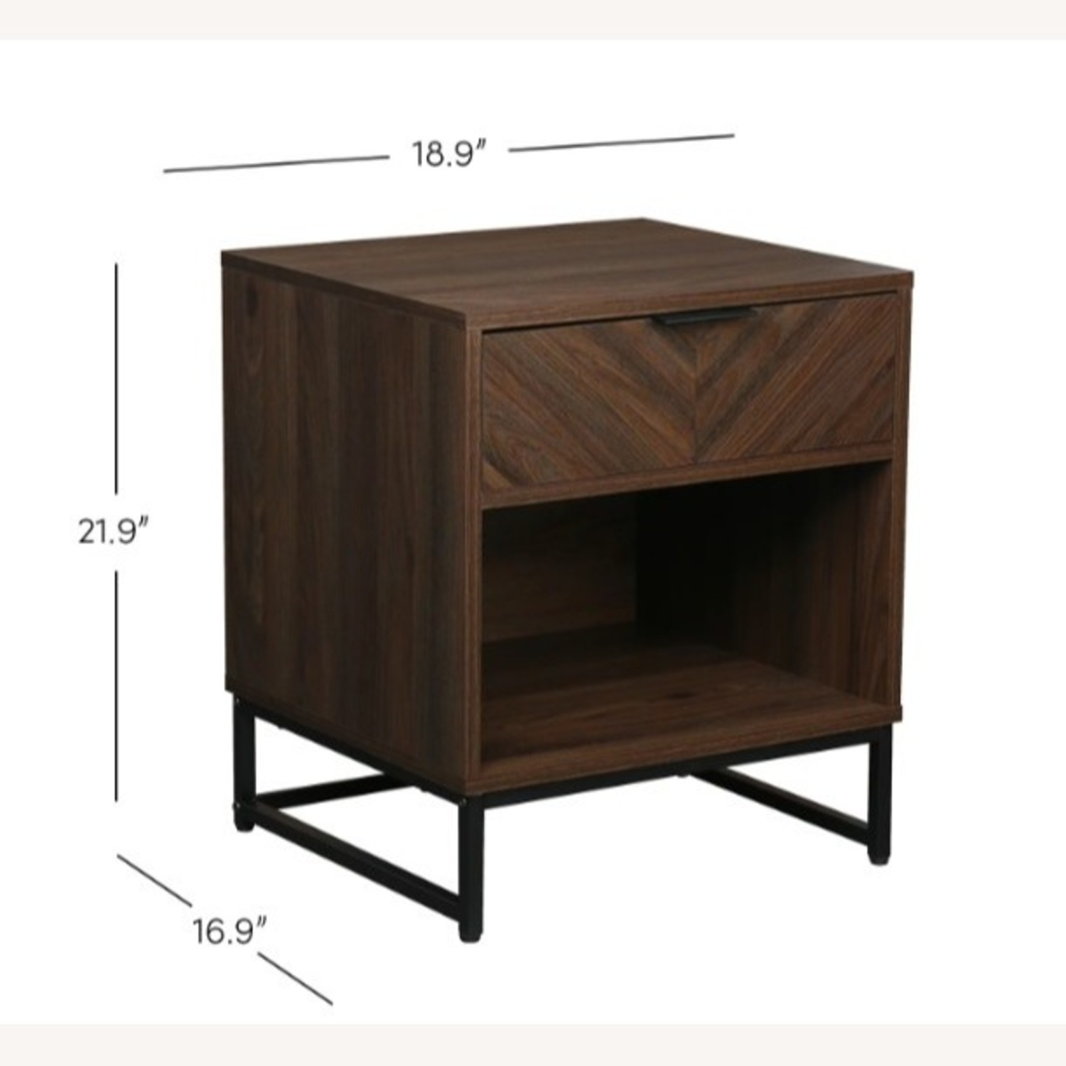 Wood Herringbone Dark Brown Nightstand - image-2