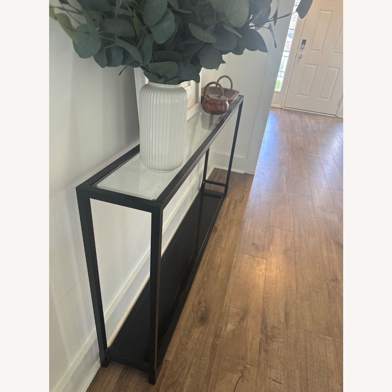 Black Metal + Glass Entryway Table  - image-2