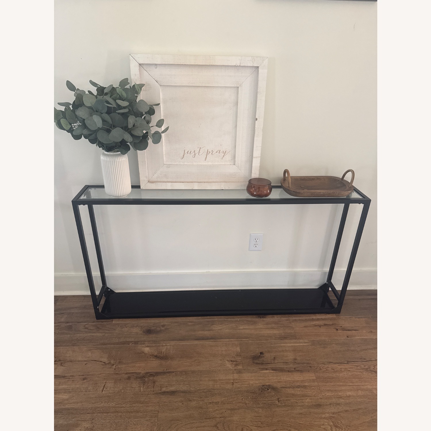 Black Metal + Glass Entryway Table  - image-1