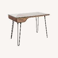 Avery Glass-Top Home Office Wood Desk