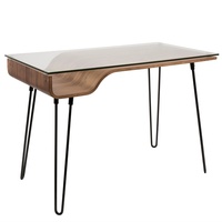 Avery Glass-Top Home Office Wood Desk