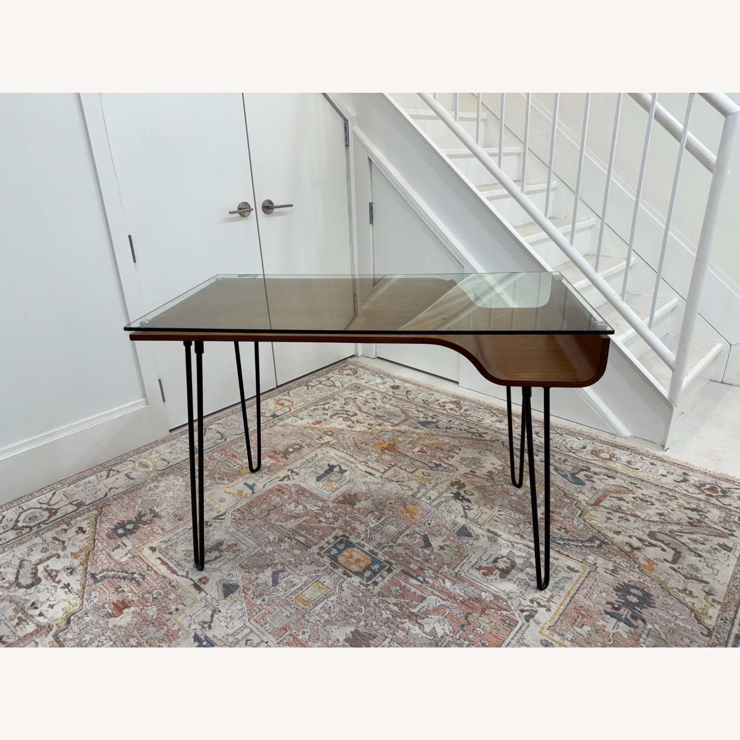 Avery Glass-Top Home Office Wood Desk - image-1