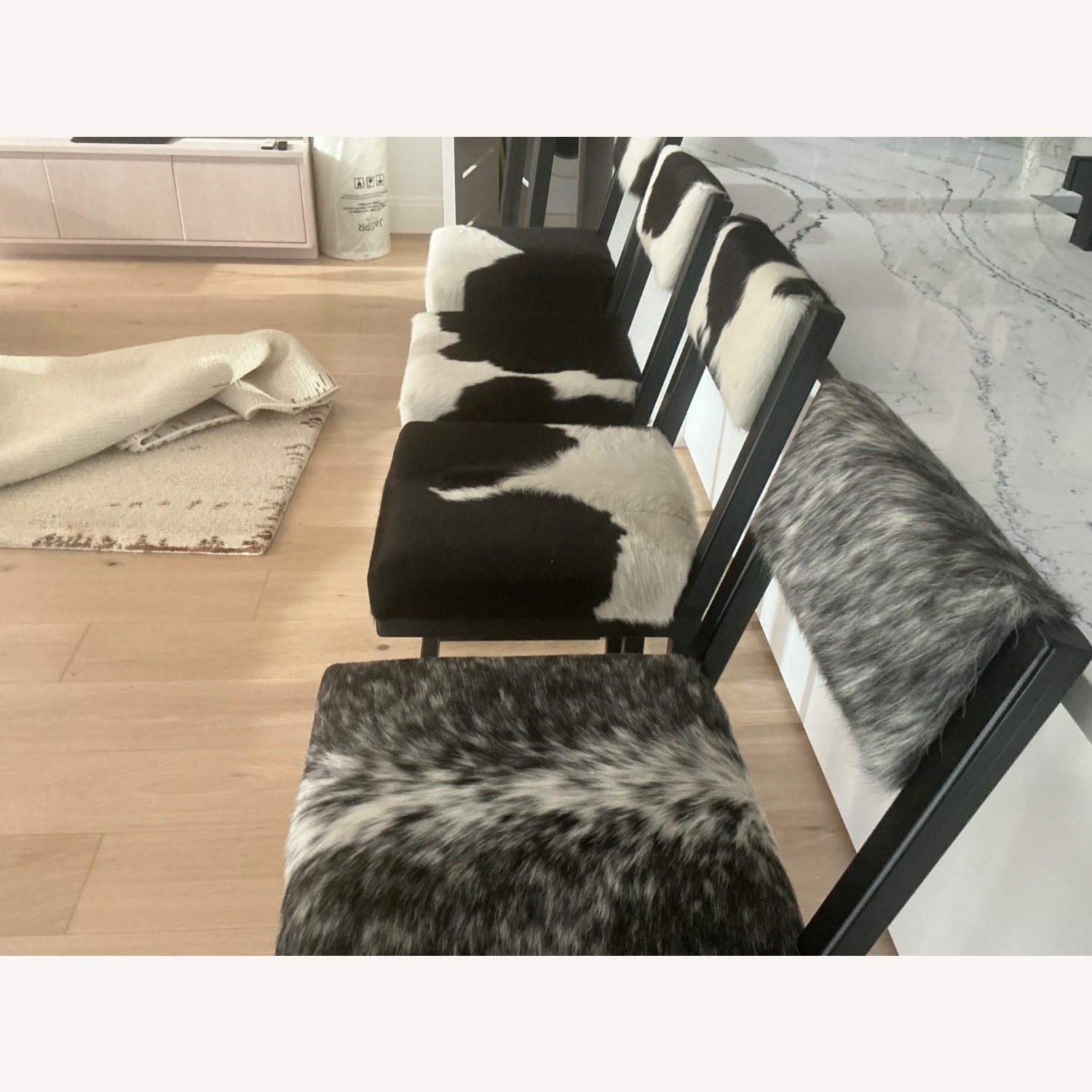 Black and White Cowhide Counter Stools - image-2