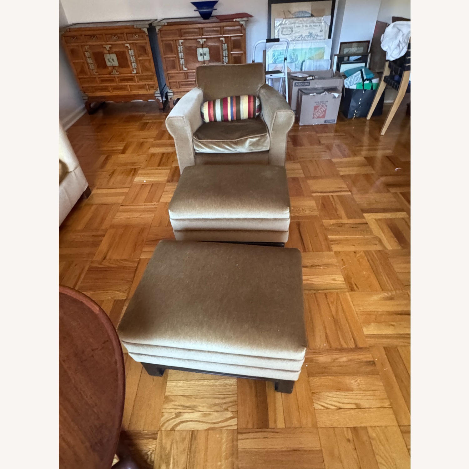 Velvet Mohair Ottoman - image-1