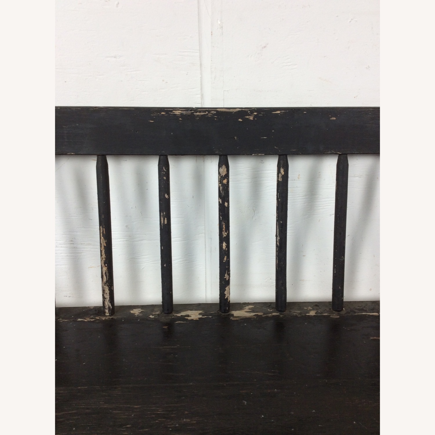 Antique Black Painted Deacons Bench - image-9