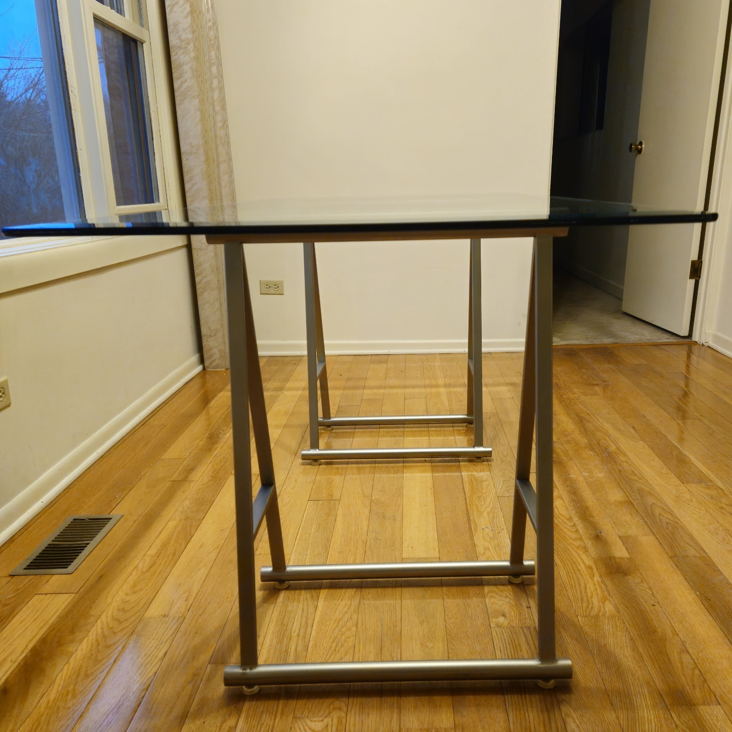 Vintage Glass Top Saw Horse Table/Desk  - image-6