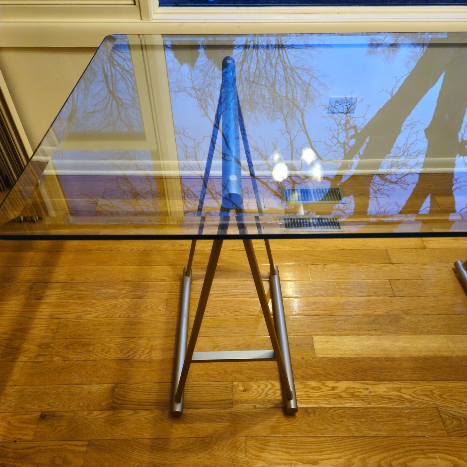Vintage Glass Top Saw Horse Table/Desk  - image-4