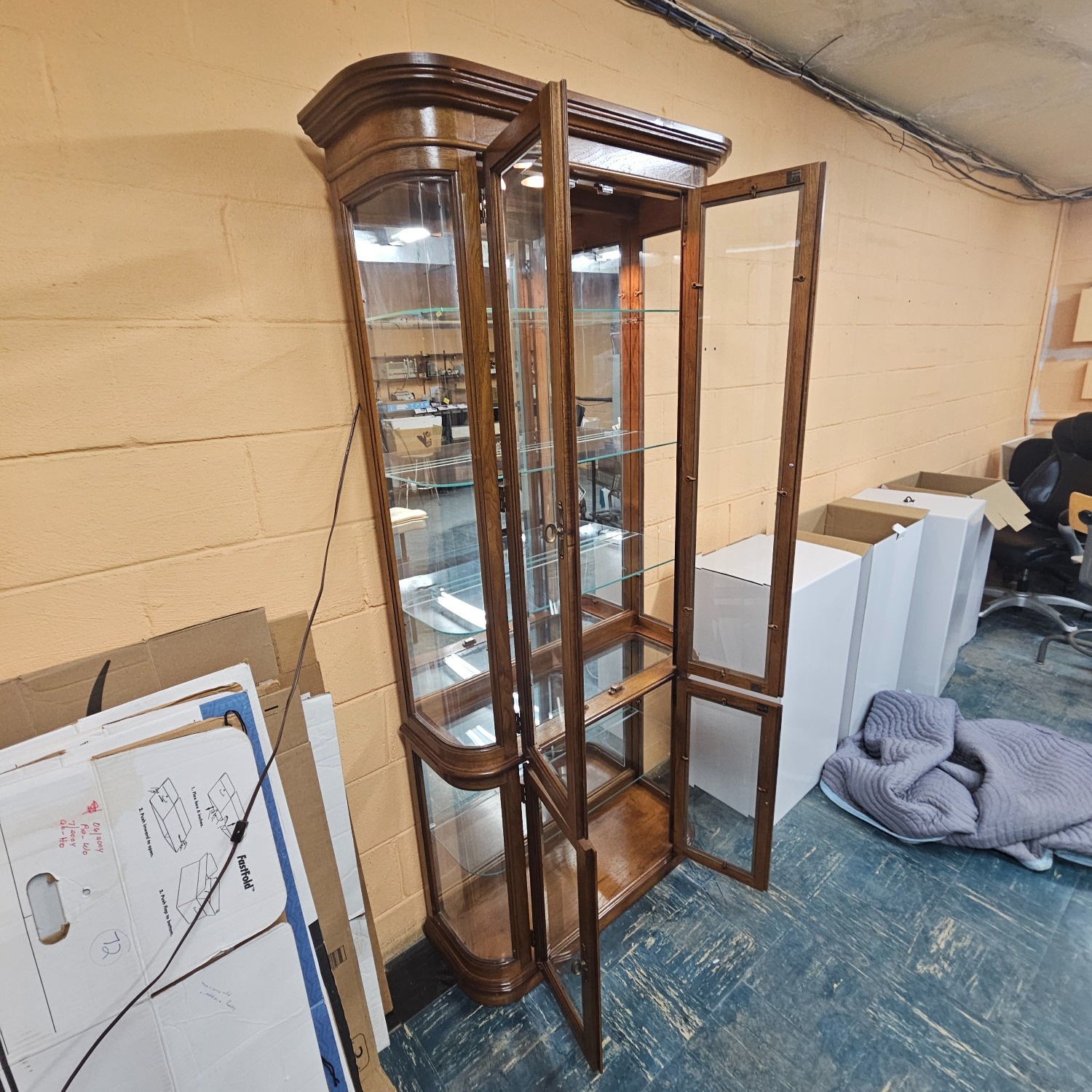 Pulaski Hardwood Curved Glass Mirror Curio Cabinet - image-2