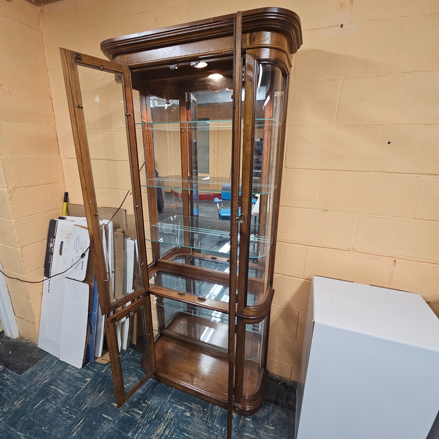 Pulaski Hardwood Curved Glass Mirror Curio Cabinet - image-3