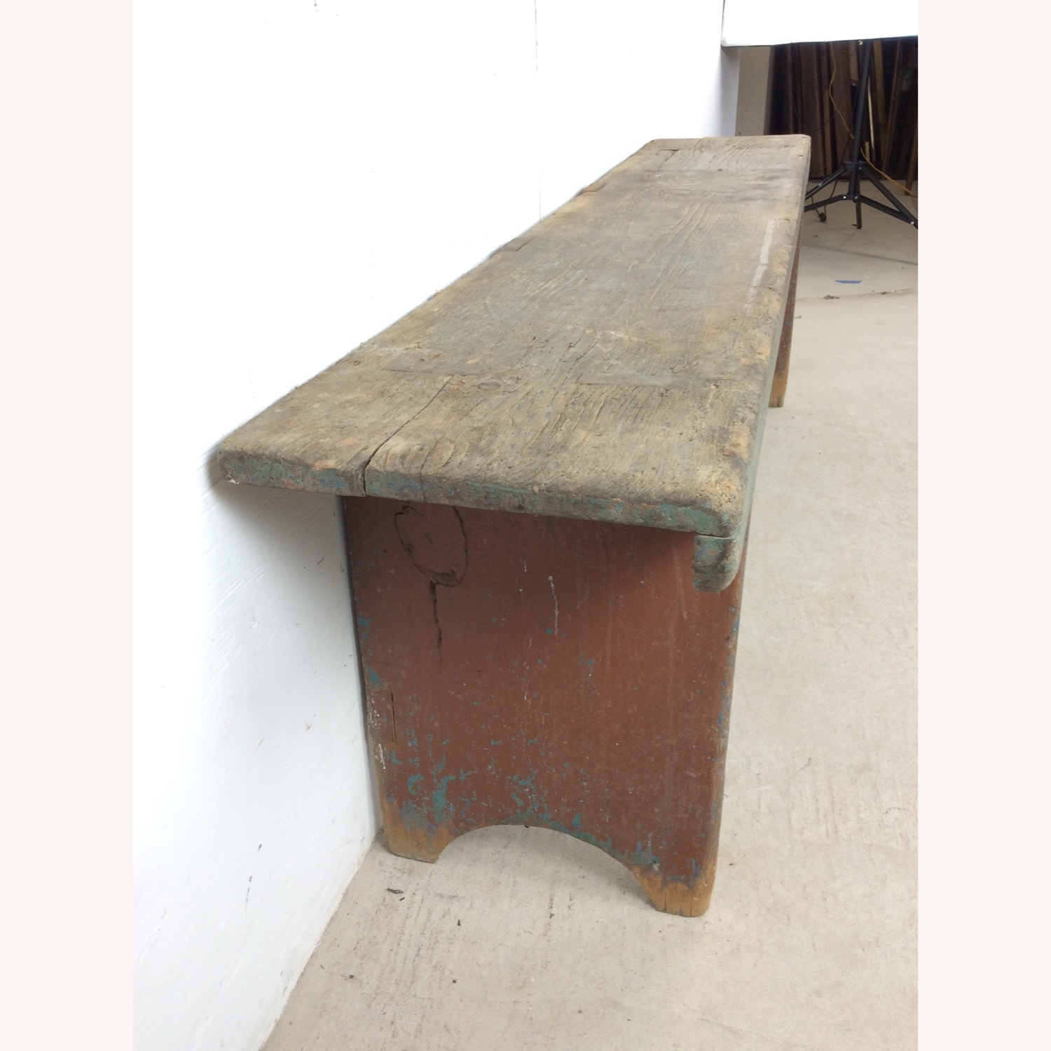 Antique Primitive Farmhouse Wood Bench  - image-14