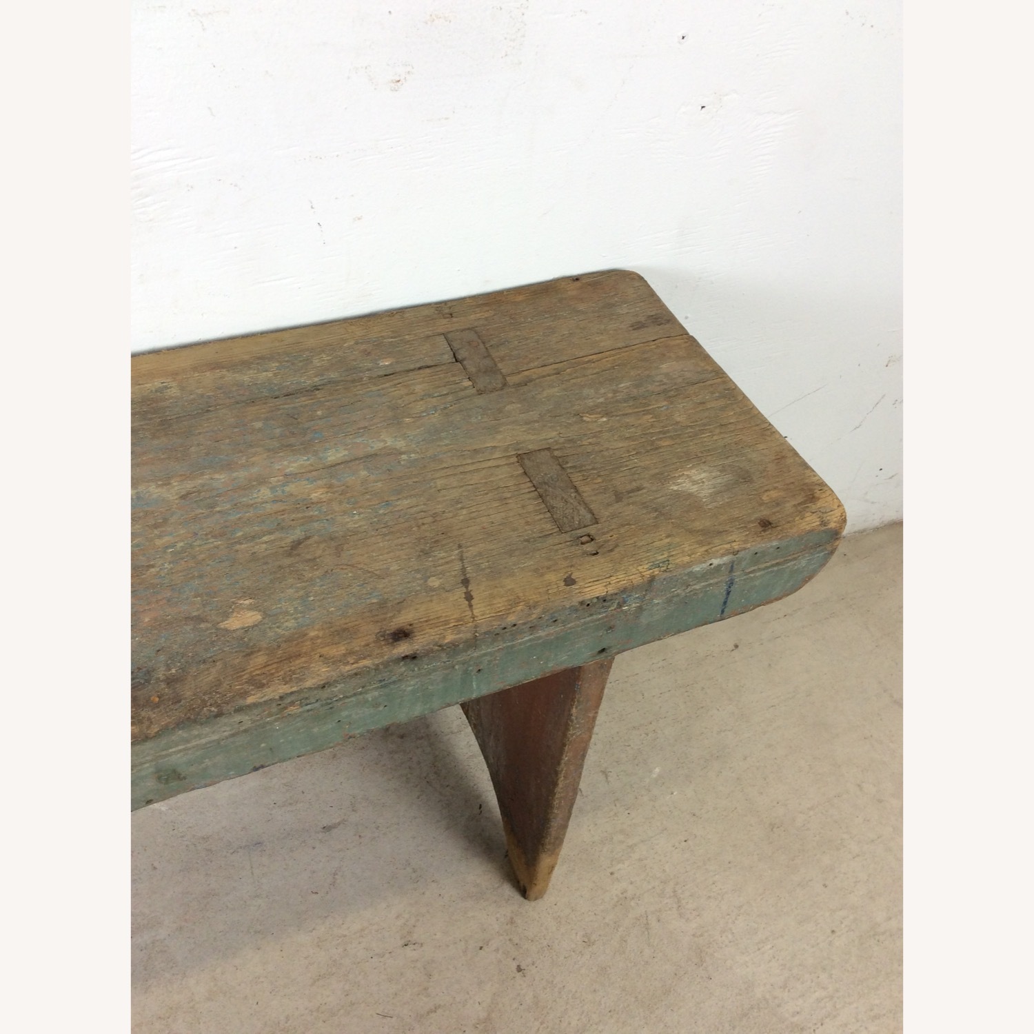Antique Primitive Farmhouse Wood Bench  - image-7