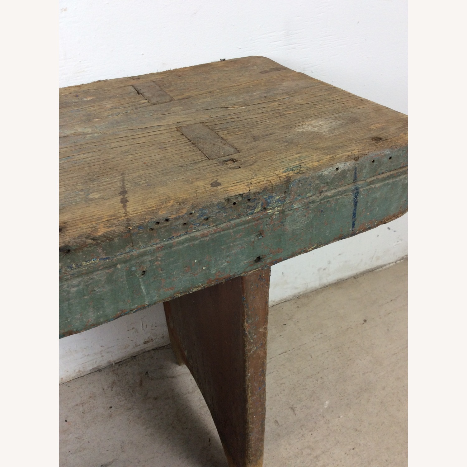 Antique Primitive Farmhouse Wood Bench  - image-10