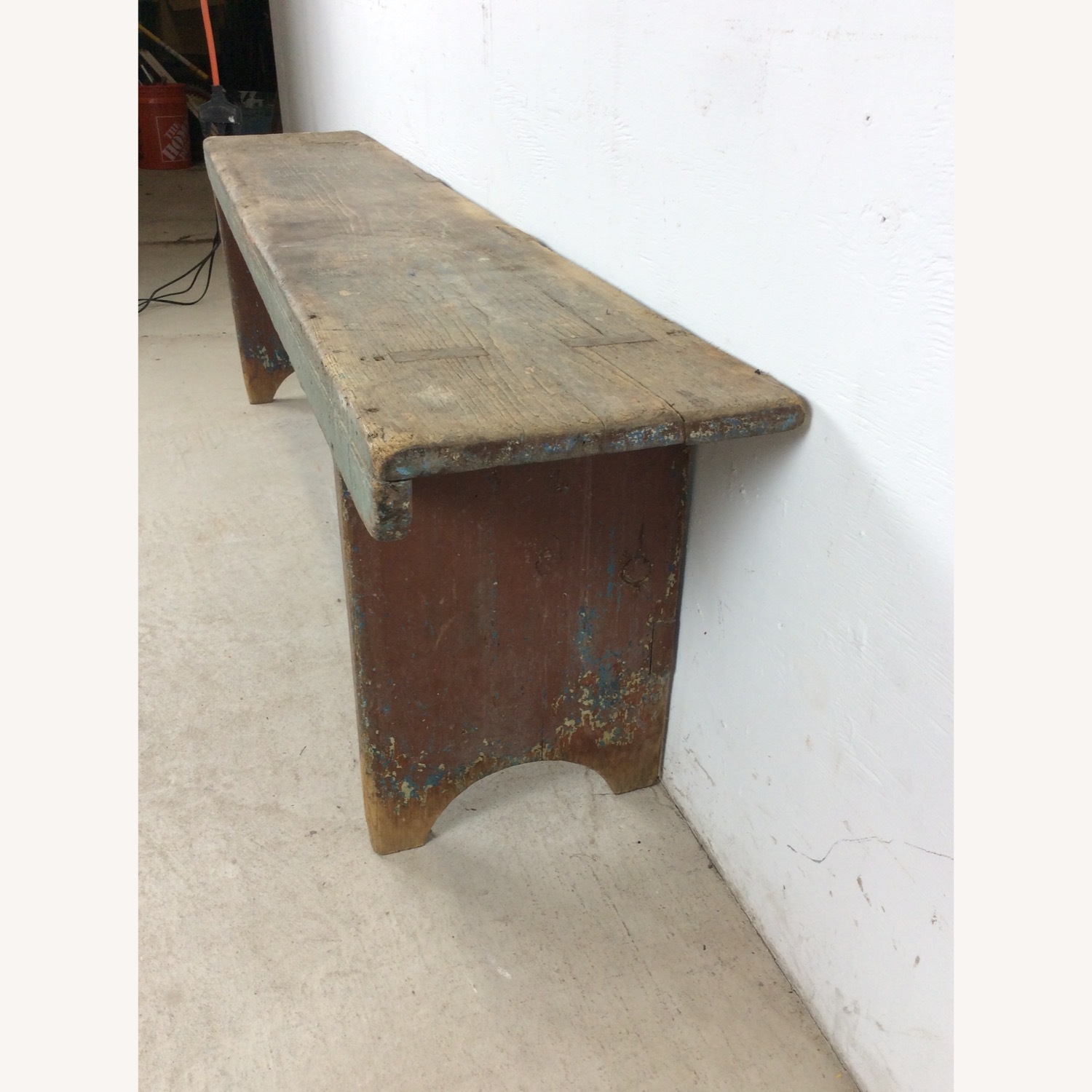 Antique Primitive Farmhouse Wood Bench  - image-11