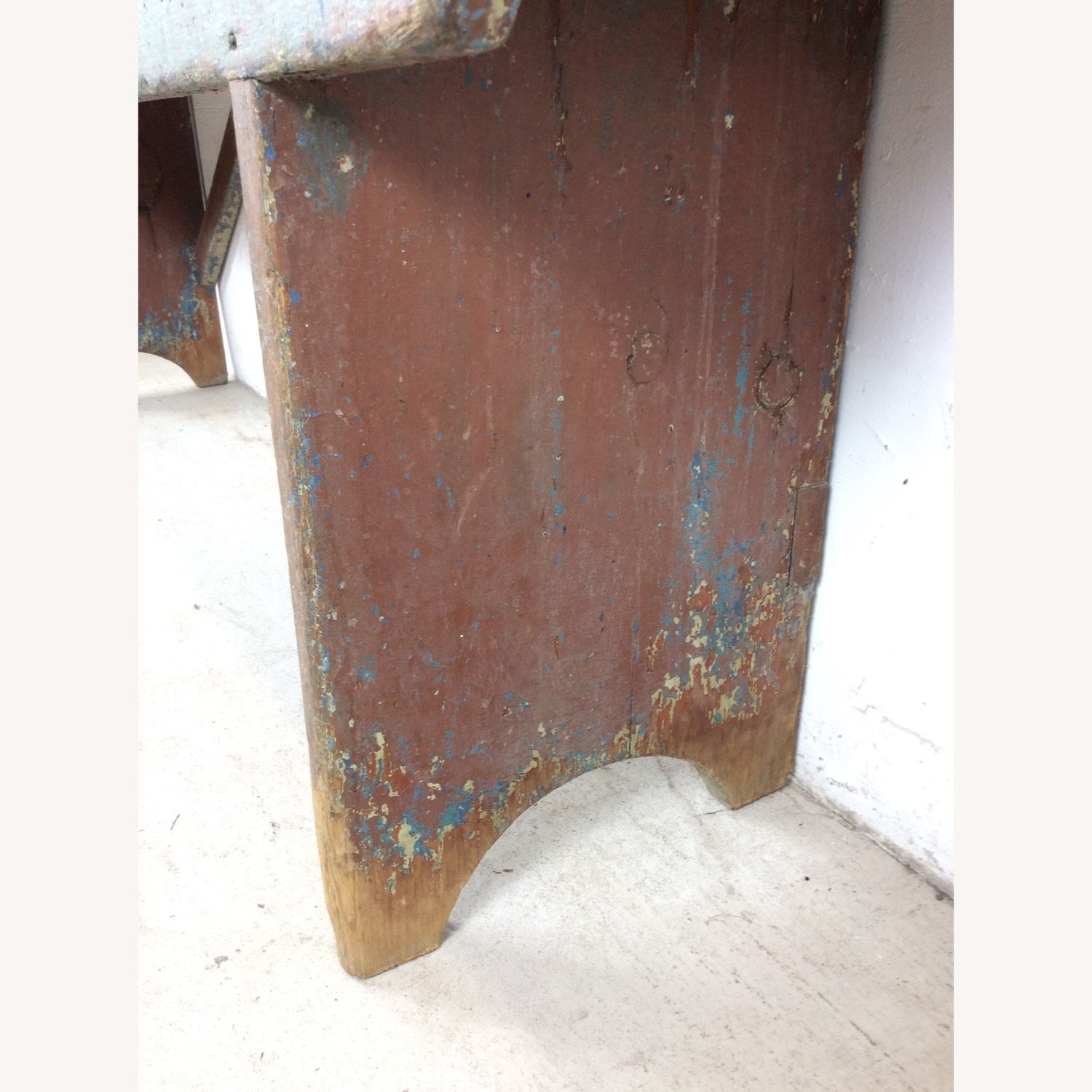 Antique Primitive Farmhouse Wood Bench  - image-12