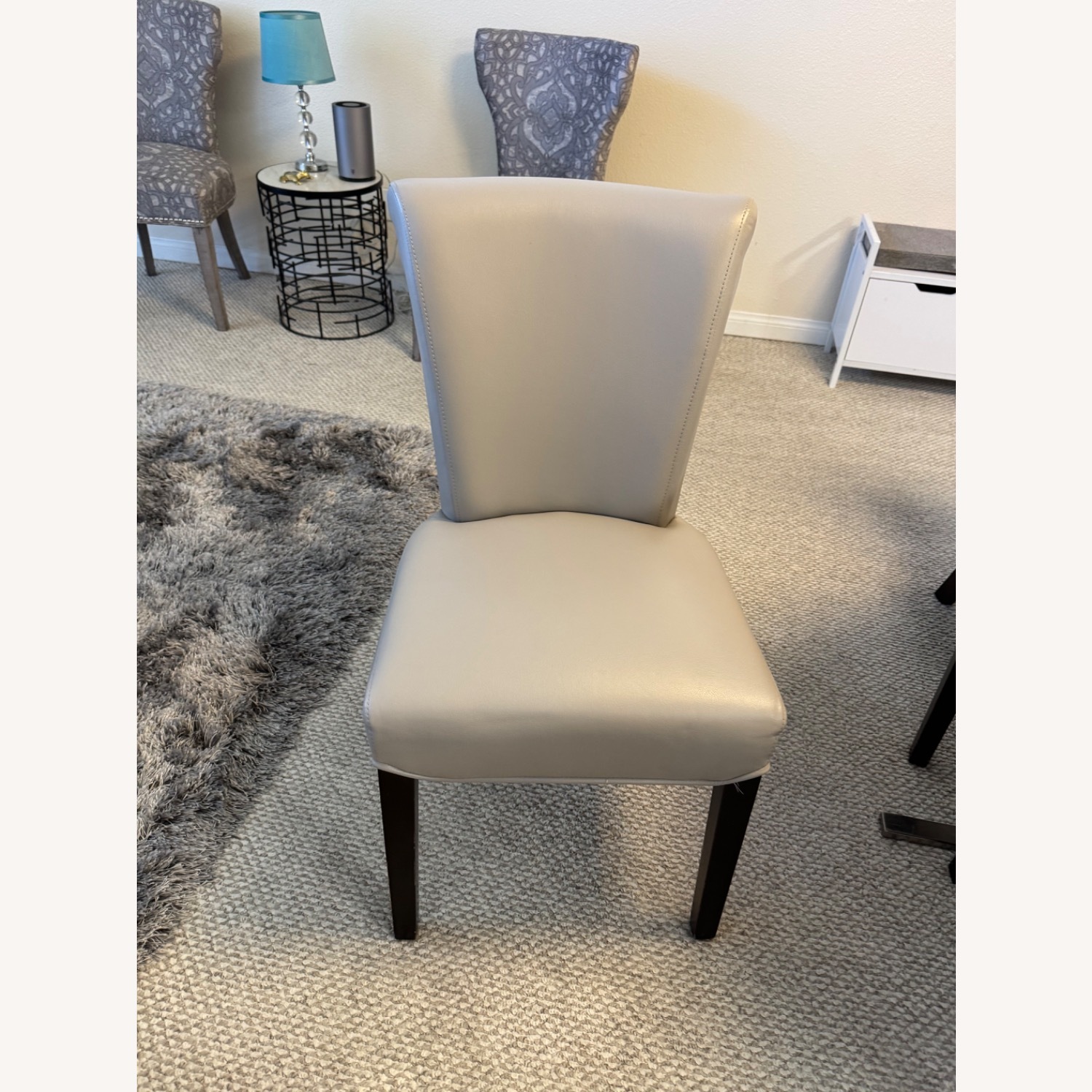 Round Dining Table With Four Leather Chairs - image-1