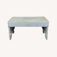 Antique Farmhouse Gray Painted Bench Footstool 