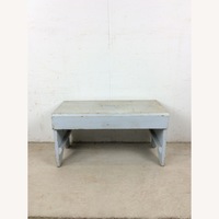 Antique Farmhouse Gray Painted Bench Footstool 
