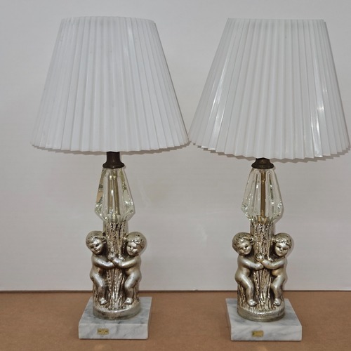 Used Pair of Vintage Cherub Table Lamps  for sale on AptDeco