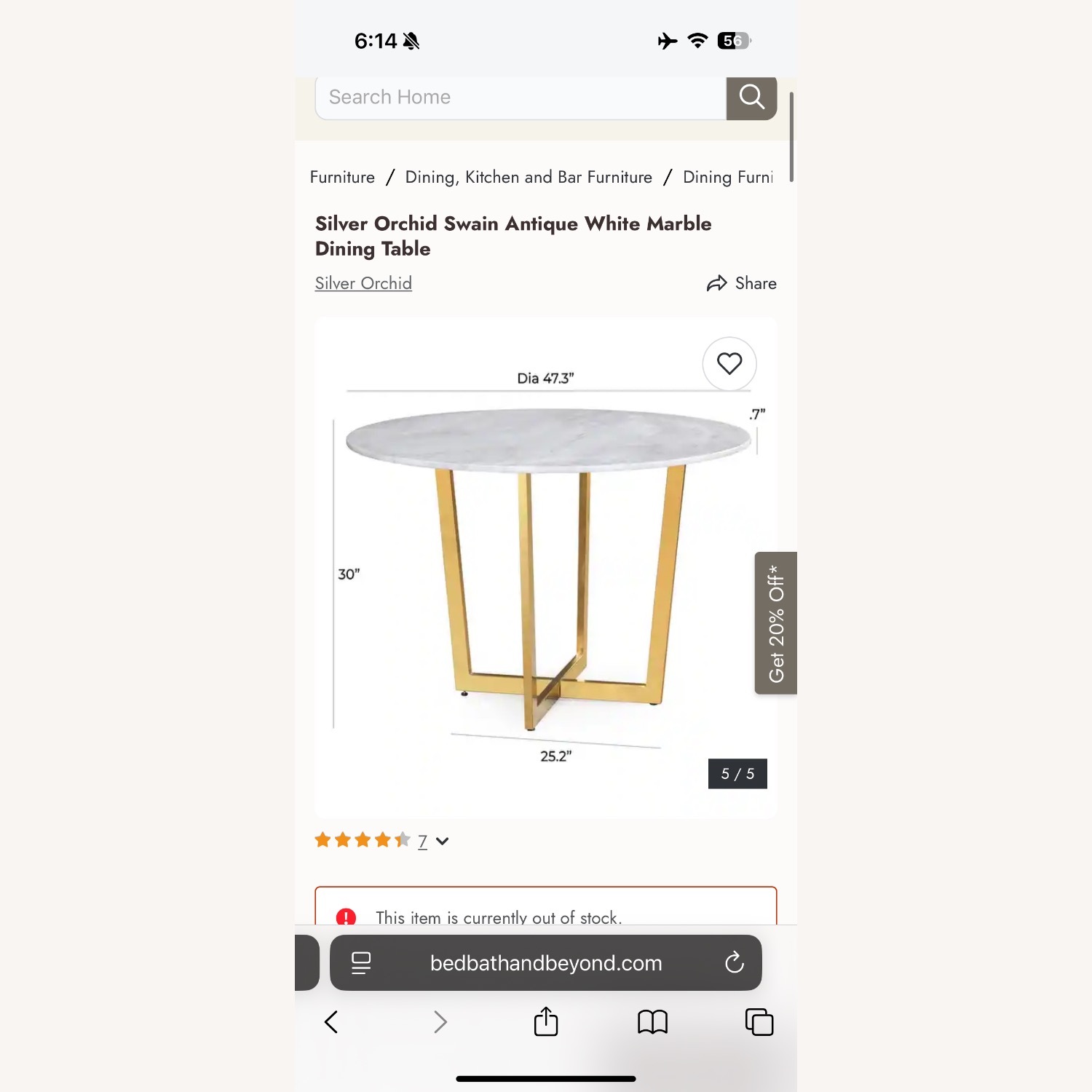 Bed Bath & Beyond White Marble Dining Table - image-2