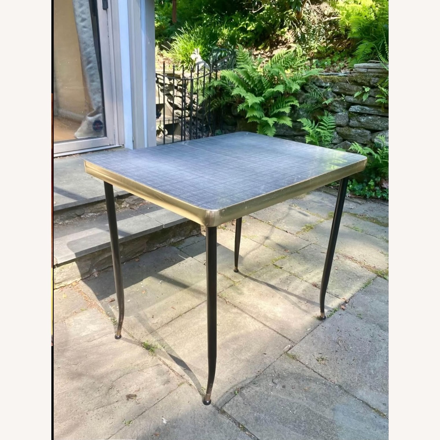 Vintage Table Extendible Leaf + Gold Accents - image-1