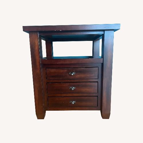 Used Crate & Barrel Dark Brown Wood Side Table for sale on AptDeco