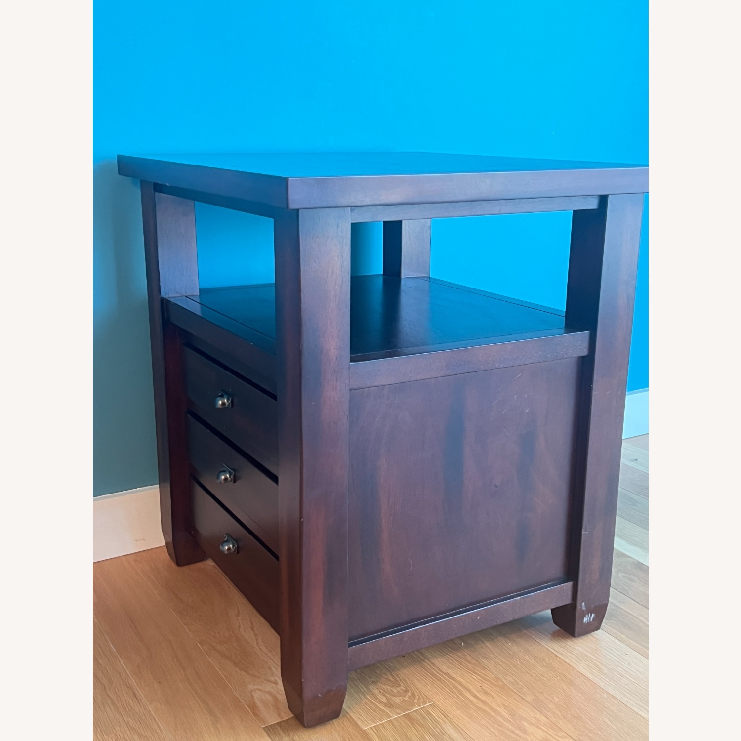 Crate & Barrel Dark Brown Wood Side Table - image-2