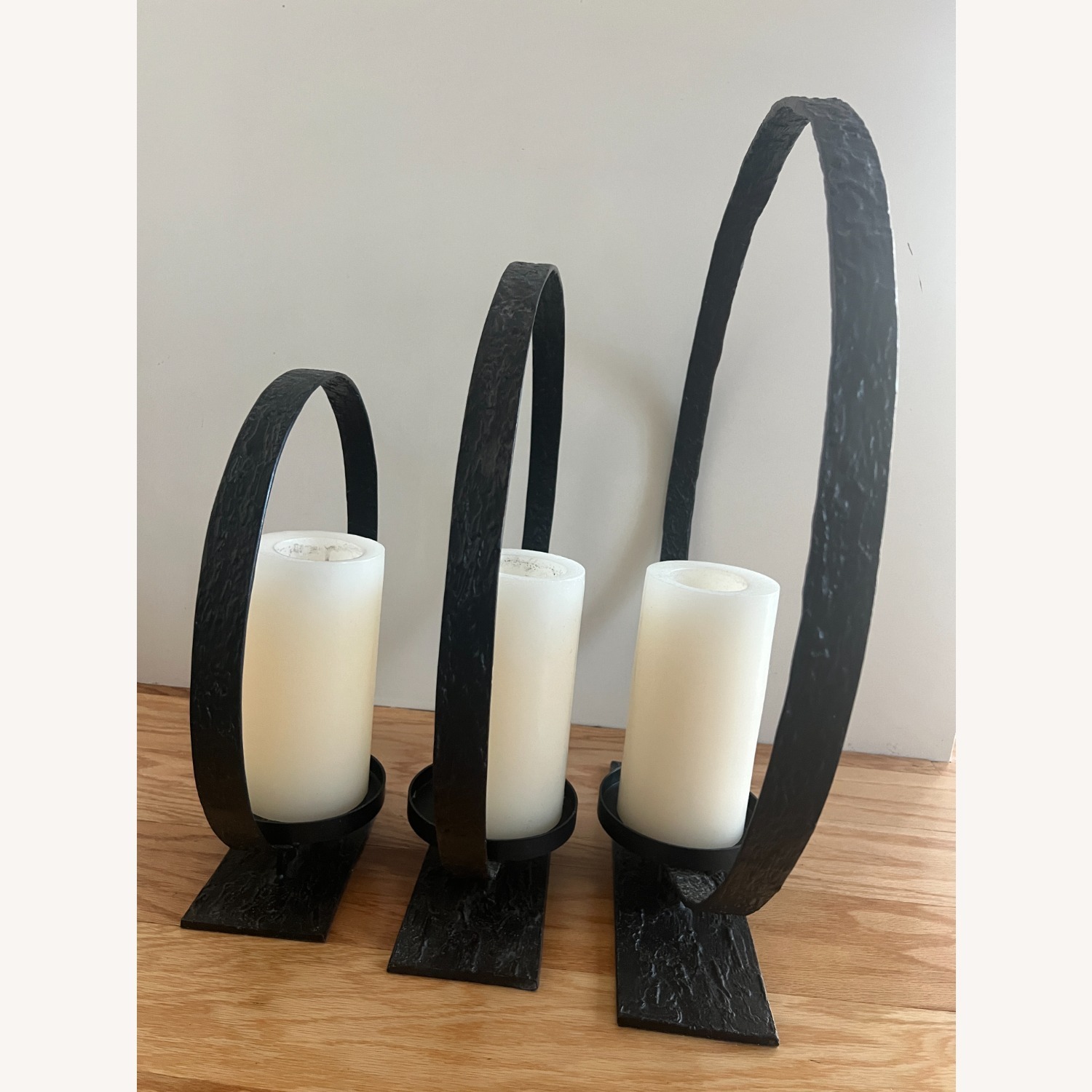 Pottery Barn Black Metal Candle Holders - image-3