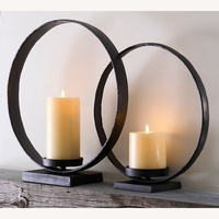 Pottery Barn Black Metal Candle Holders
