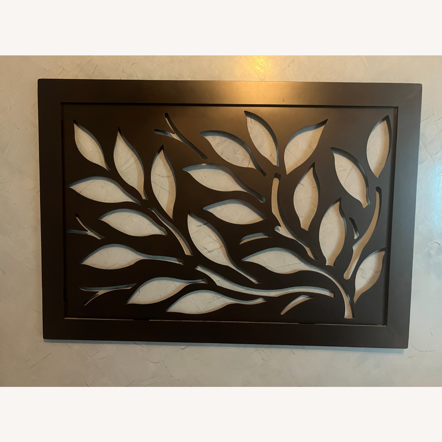 Dark Brown Metal Leaves Wall Decor - image-1