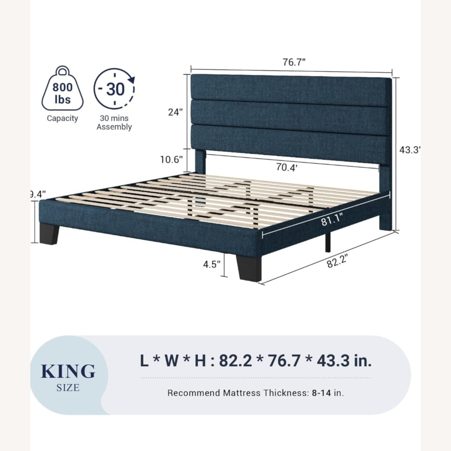 Amazon Blue Wood King Bed - image-2