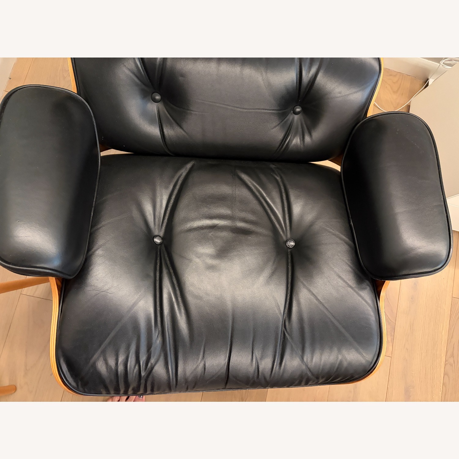 Herman Miller Black Leather Accent Chair in Walnut - image-14