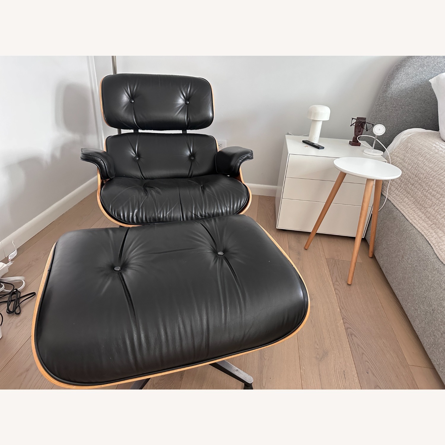 Herman Miller Black Leather Accent Chair in Walnut - image-7