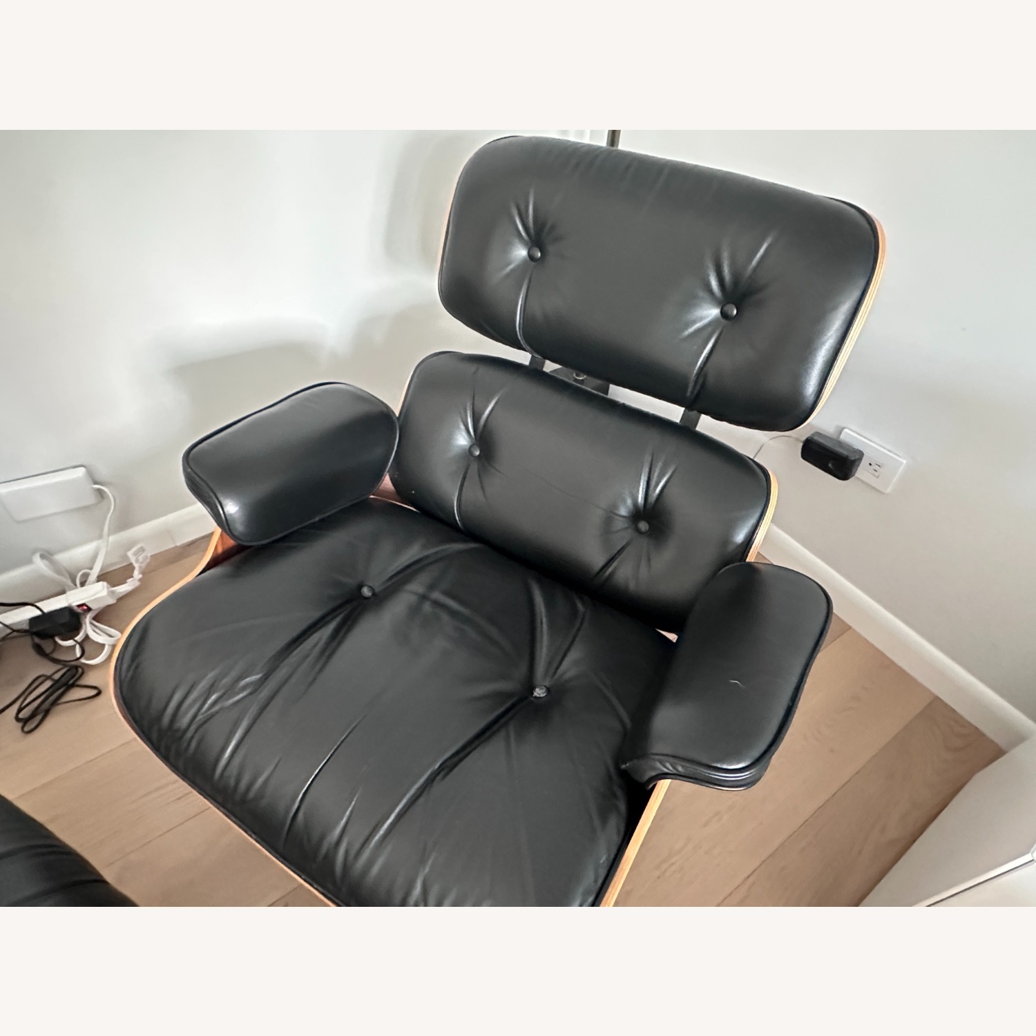 Herman Miller Black Leather Accent Chair in Walnut - image-1