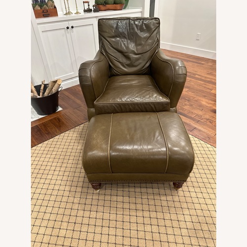 Used Whl Collection Craftsman Green Leather Armchair for sale on AptDeco