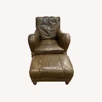 Whl Collection Craftsman Green Leather Armchair