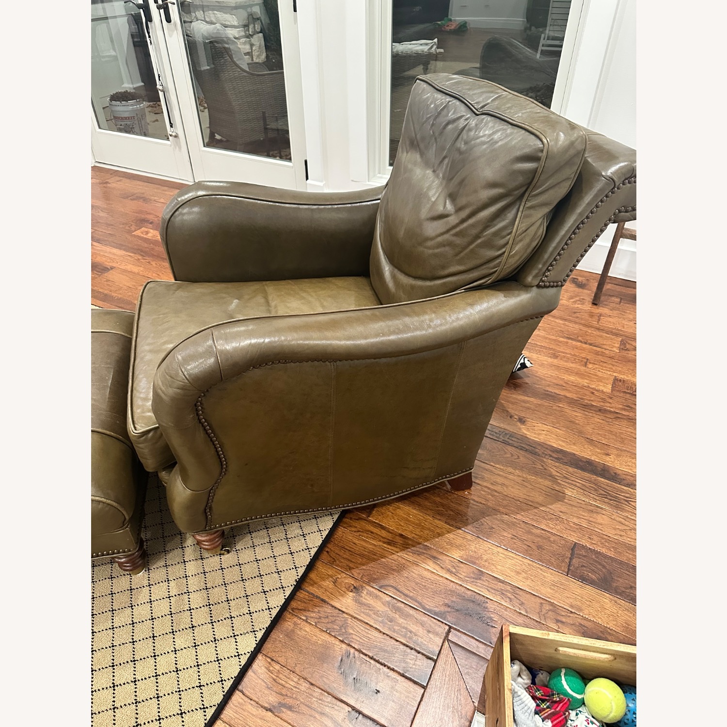 Whl Collection Craftsman Green Leather Armchair - image-2