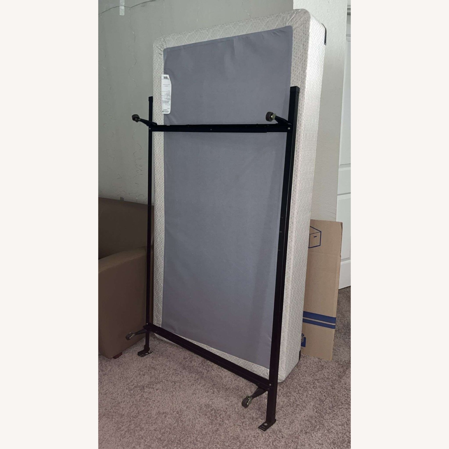 Metal Twin Bed Frame + White Wood Box - image-3