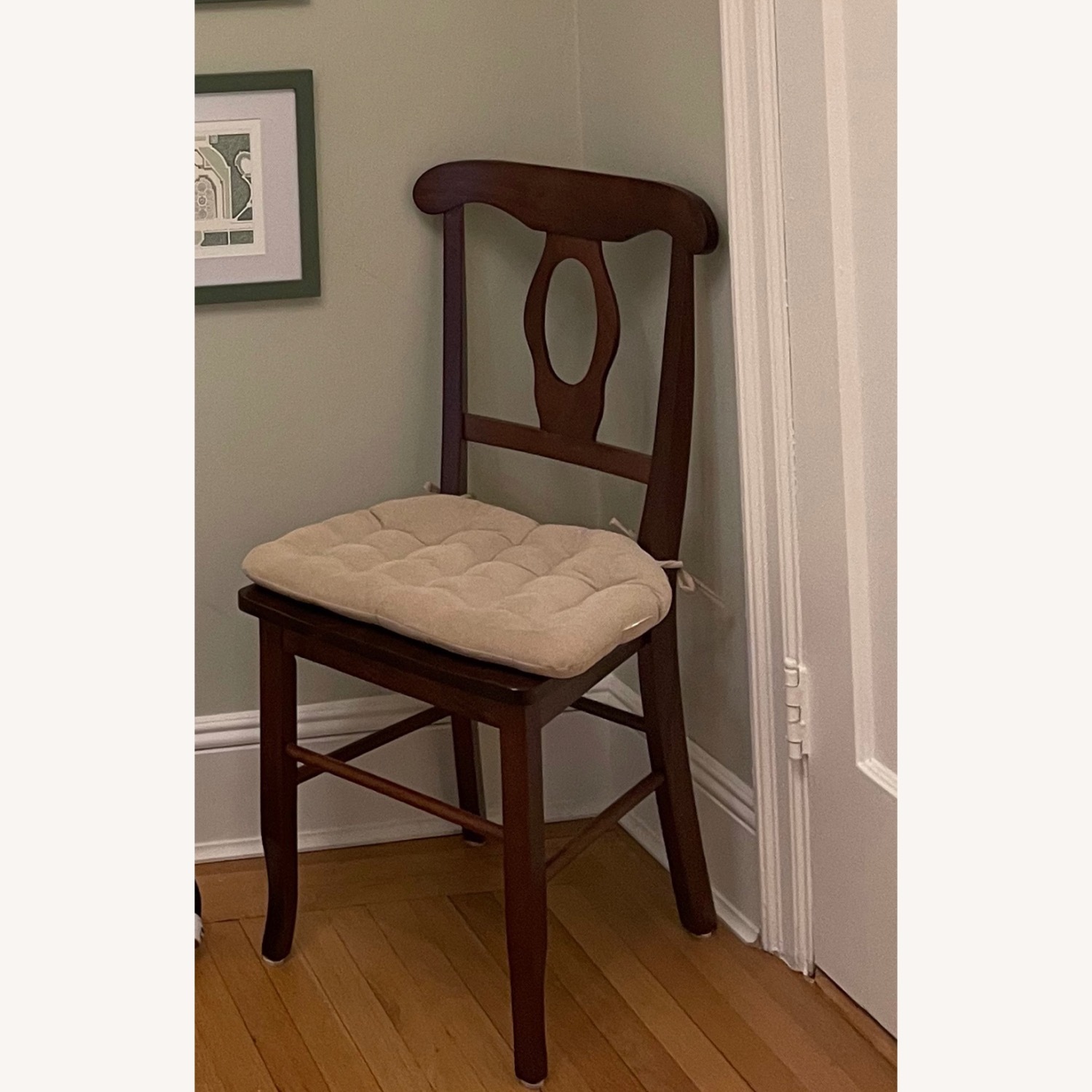 Pair of Dark Brown Wood Dining Chairs - image-1