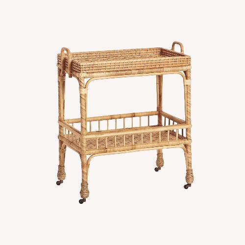 Used Serena & Lily Natural Rattan Bar Cart for sale on AptDeco