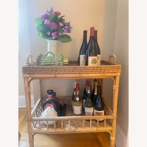 Used Serena & Lily Natural Rattan Bar Cart for sale on AptDeco