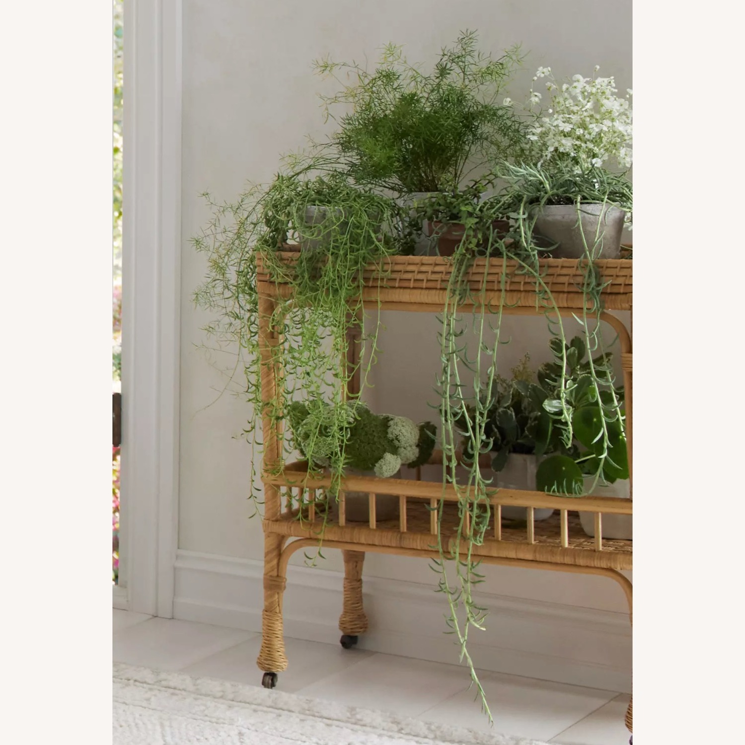 Serena & Lily Natural Rattan Bar Cart - image-2