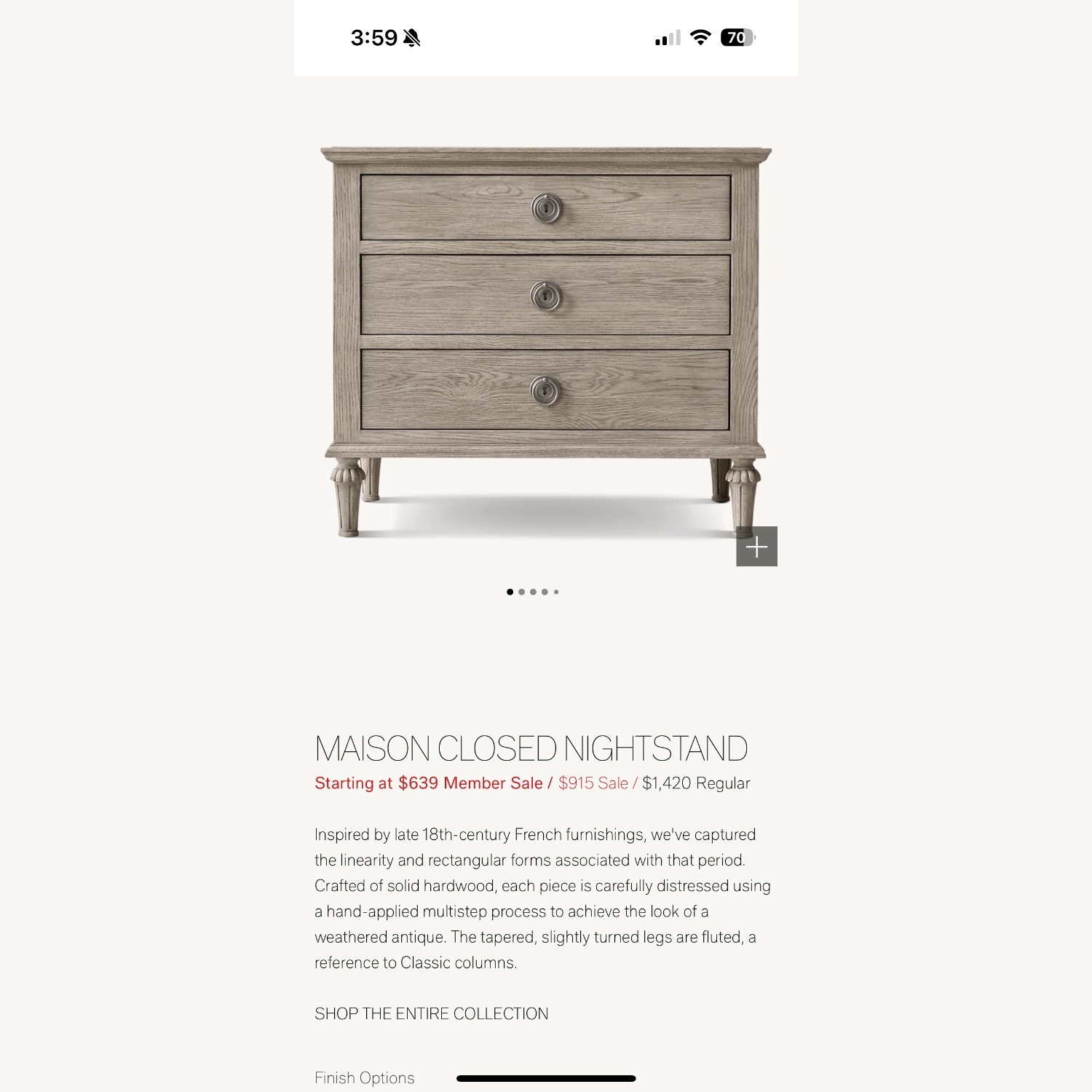 Restoration Hardware Maison Closed Nightstand - image-4
