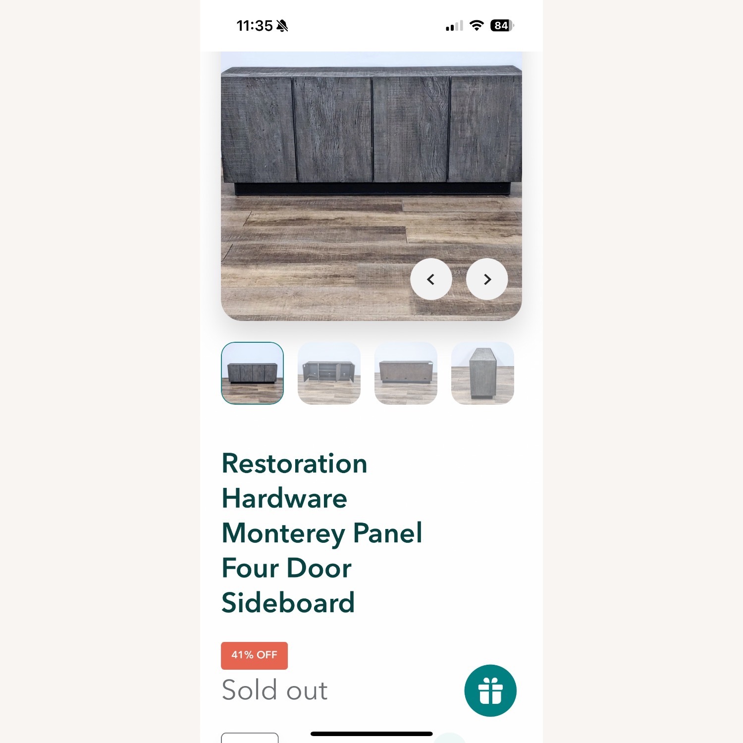 Restoration Hardware Dark Gray Monterey 4-Door Sideboard - image-6