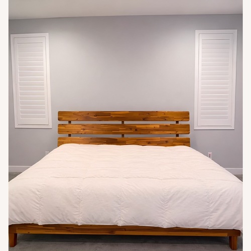 Used Wayfair Natural Wood King Bed for sale on AptDeco