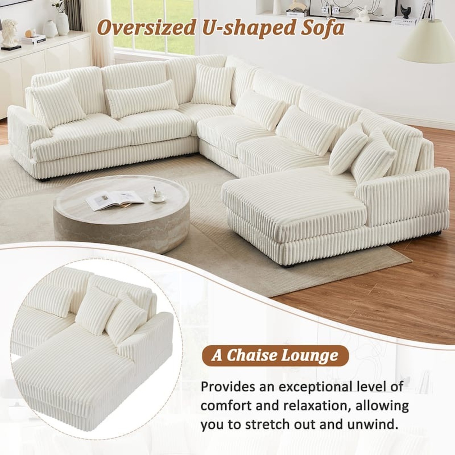 Overstock White 3+ Seater Sofa - image-2