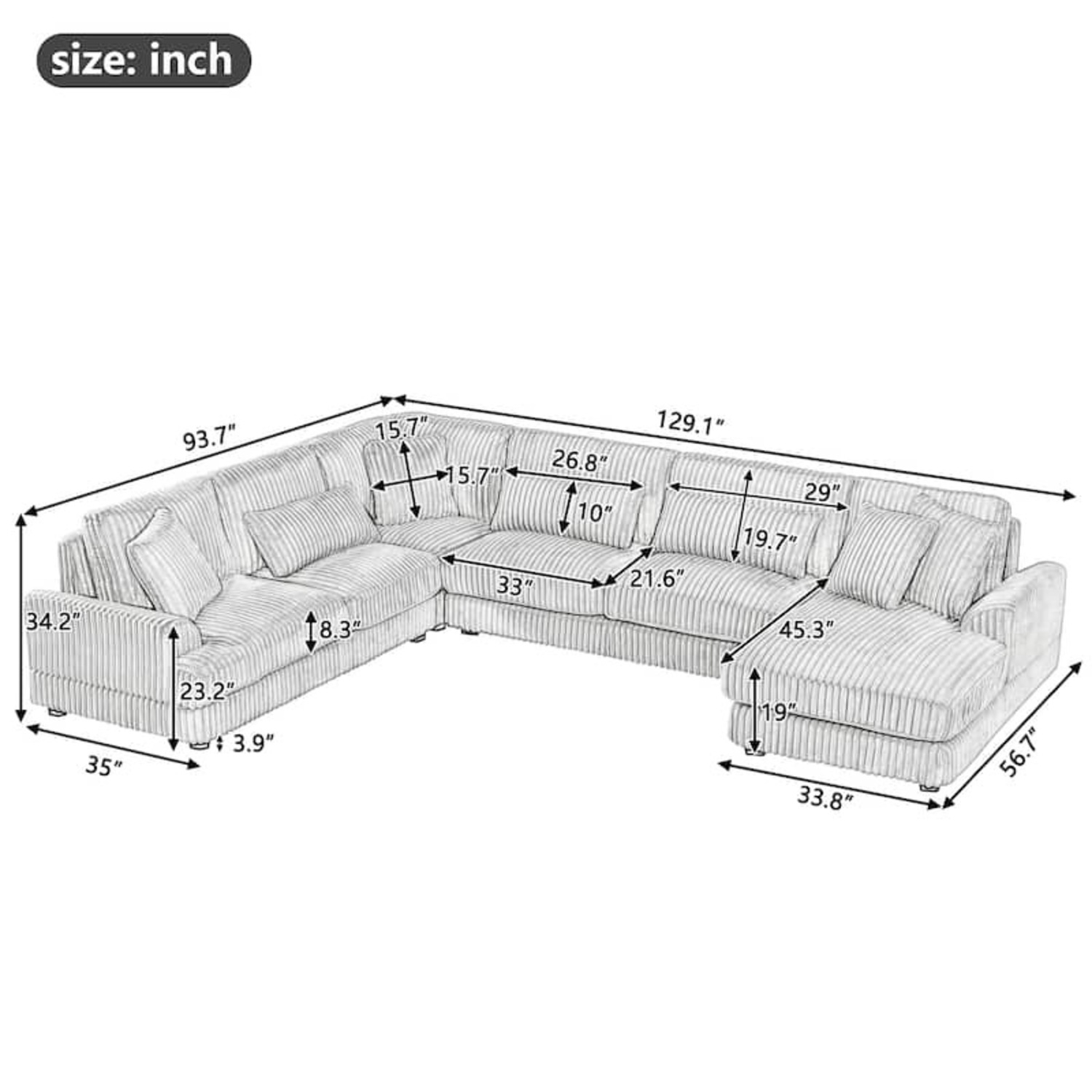 Overstock White 3+ Seater Sofa - image-5