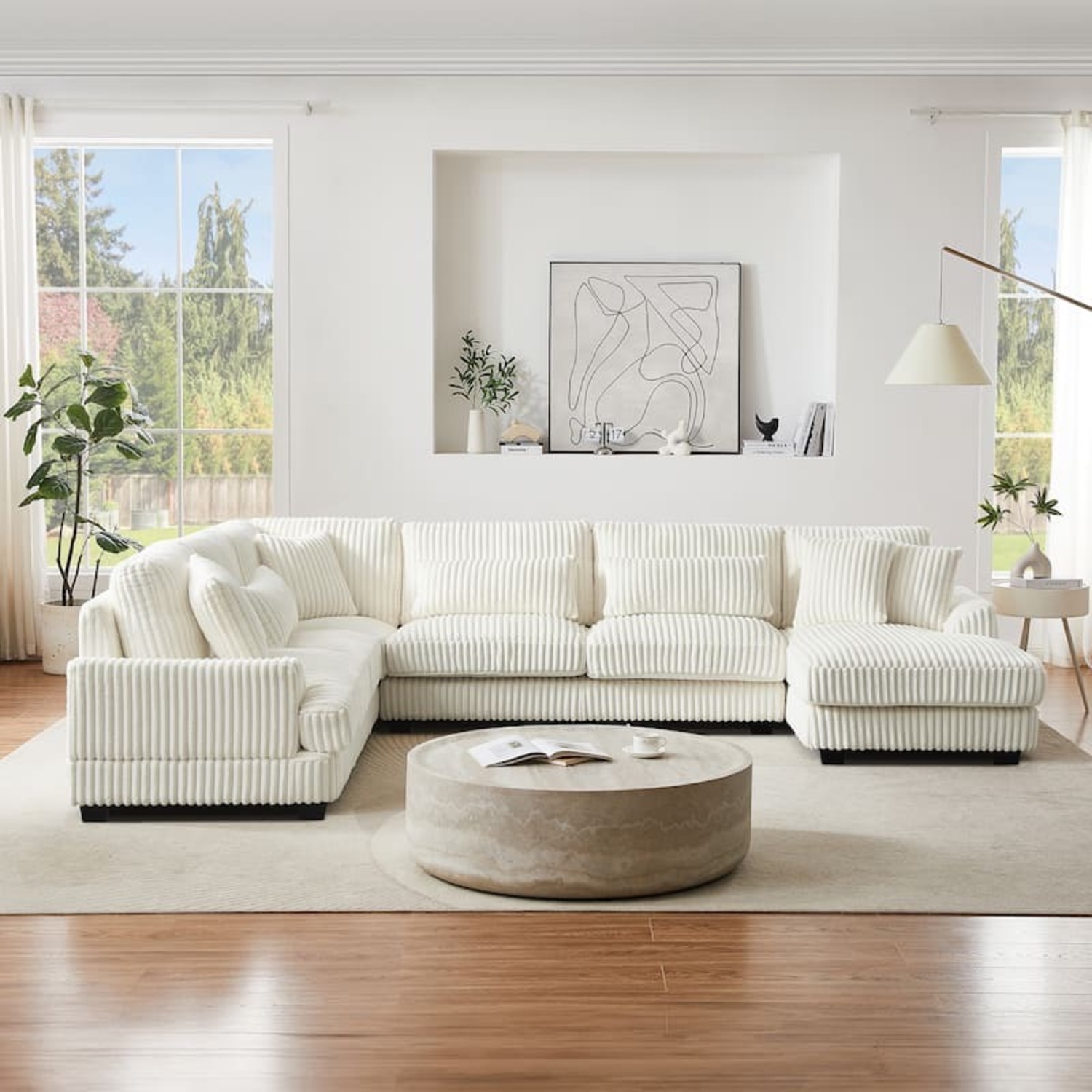 Overstock White 3+ Seater Sofa - image-1